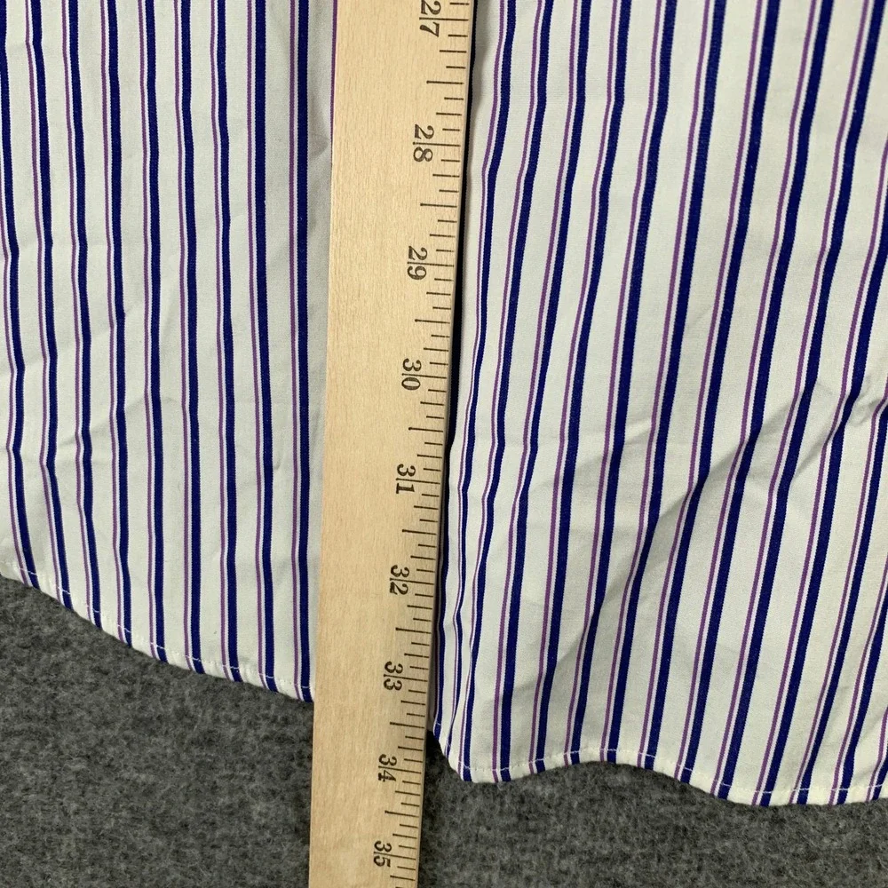 Vintage Polo Ralph Lauren Dress Shirt Men 17.5 White Striped Classy Regent NEW